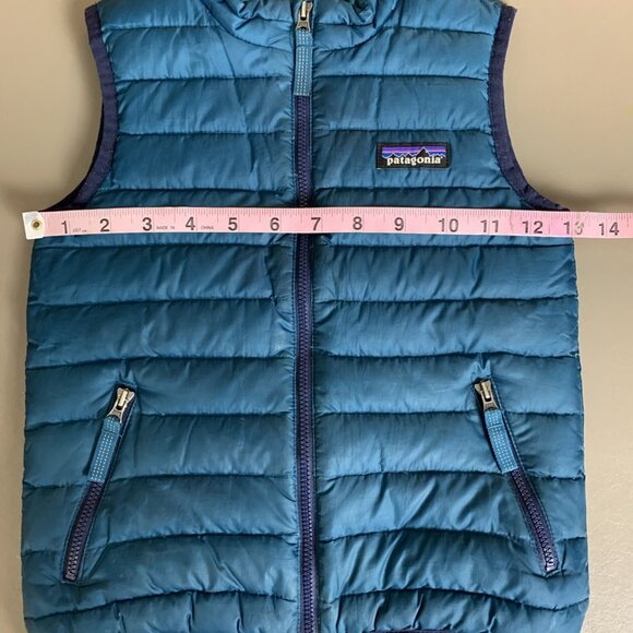 Patagonia Toddler 4T Down Sweater Puffer Vest Teal Zip Pockets Insulated - Picture 13 of 15